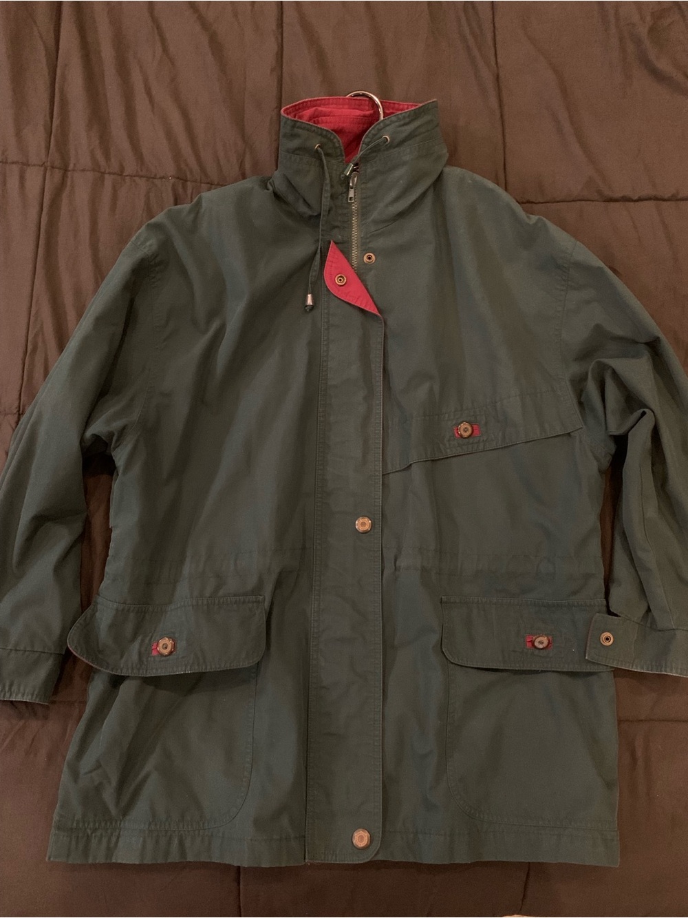 Vintage Unisex Preston & York Sport Green Label Jacket with Burgundy Accents